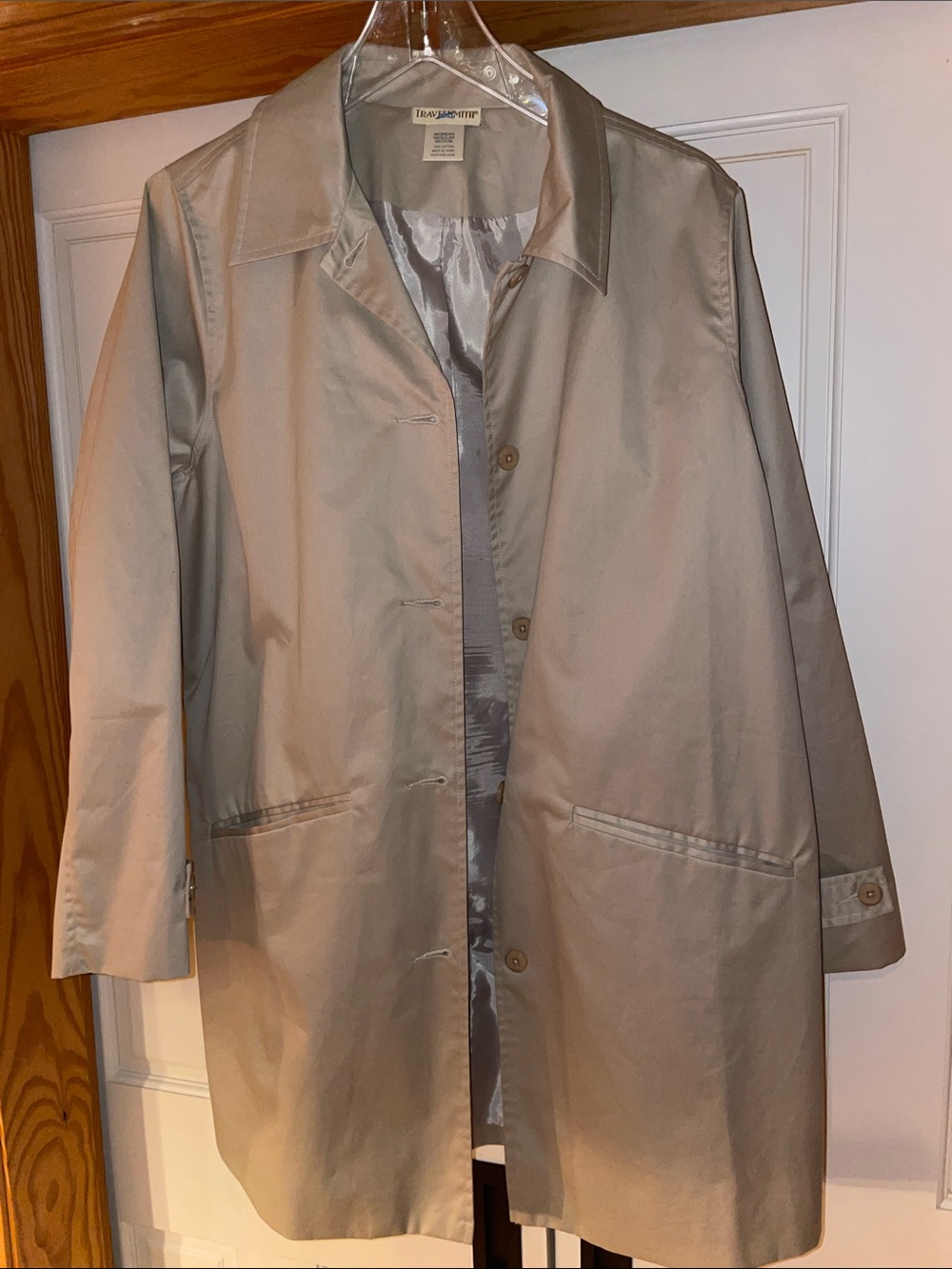 TravelSmith Beige Single-Breasted Trench Jacket Size Medium